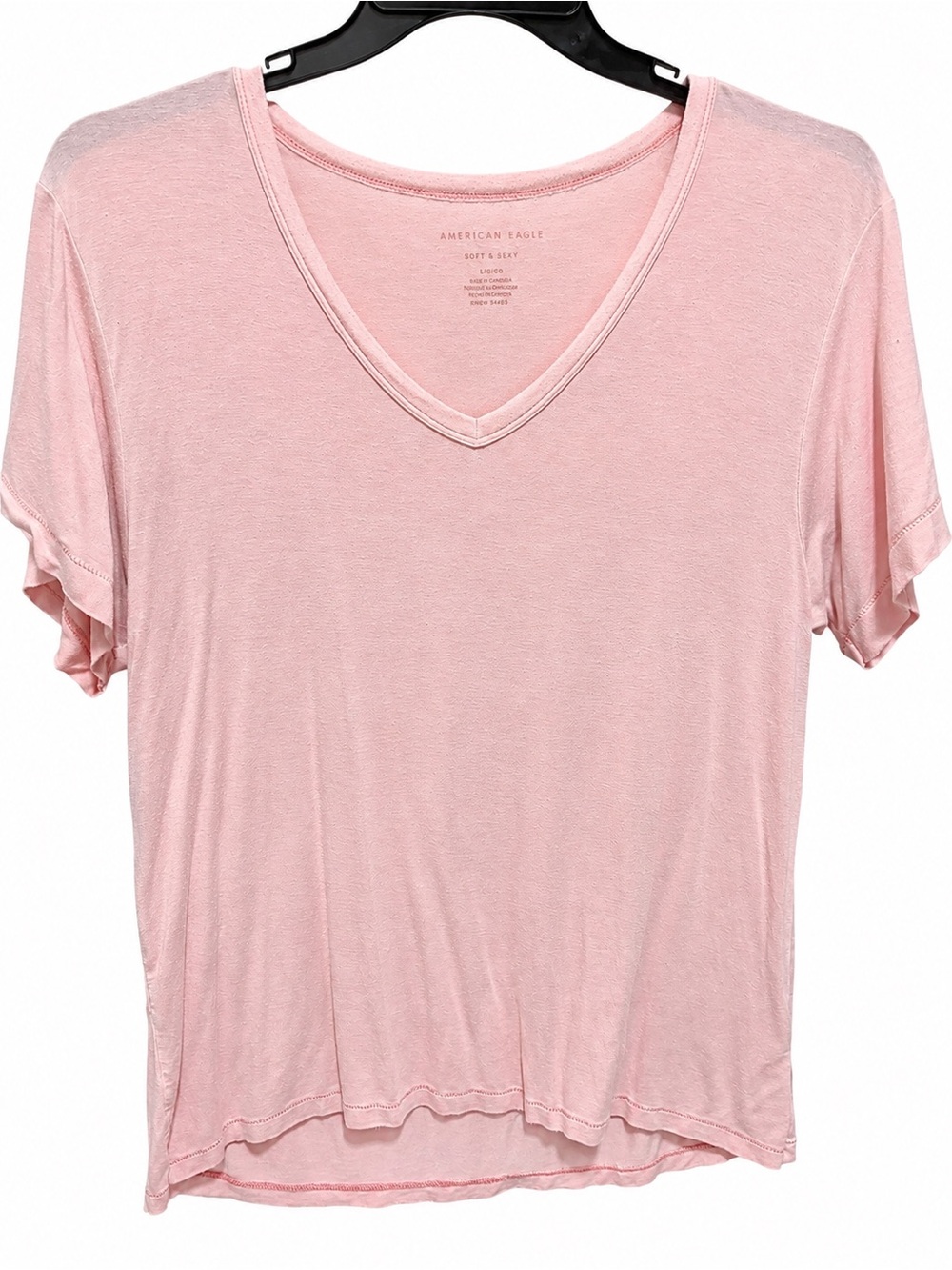 American Eagle Outfitters Women's V-Neck Short Sleeve Tee - Pale Pink